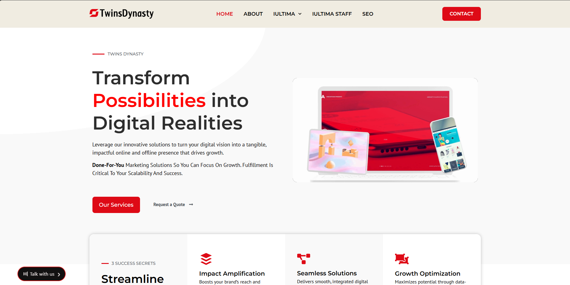 Twins Dynasty — a branded website giving the business a professional online presence designed around its own identity