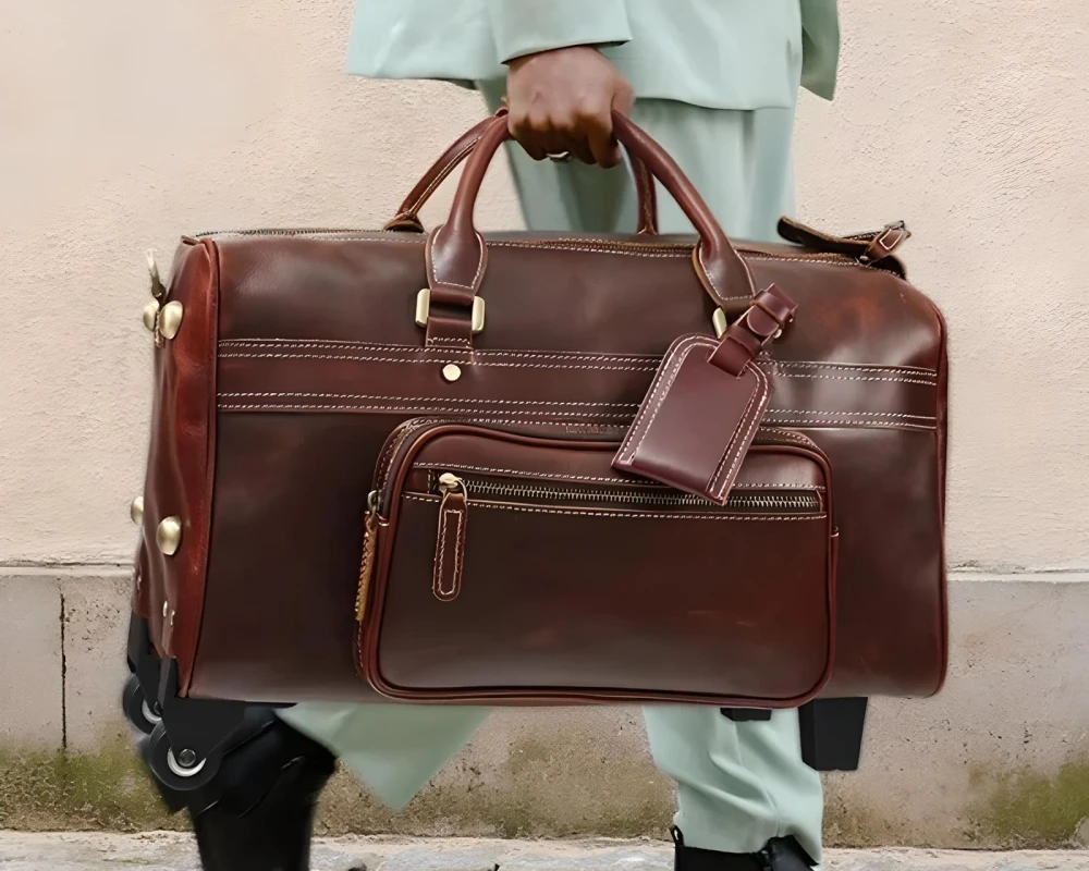 faux leather carry on bag